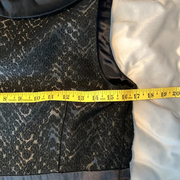 DEMOISELLE size 6 jacquard pleated midi dress black satin waist scoop neck - Picture 6 of 11